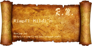 Rimpfl Milán névjegykártya